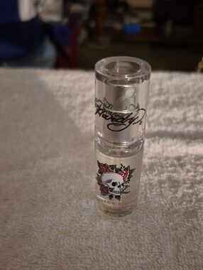 Ed Hardy Clear Mini Perfume Spray with Red Rose & Skull Art